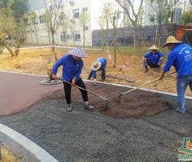 增城區街心公園透水地坪建設施工中