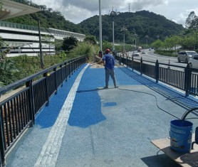 廣汕路金坑地鐵【彩色透水混凝土】現場噴油施工~